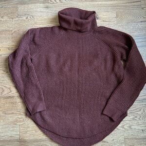 KUHL Sienna Sweater Brown Ribbed Cowl Neck Chunk Knit Pullover